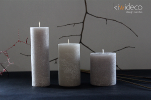 Handmade Rustic Pillar Candles Set (Silver Grey)