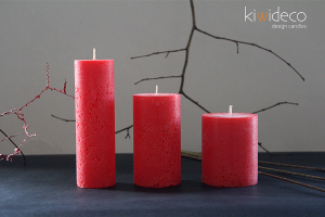 Handmade Rustic Pillar Candles Set (Red)