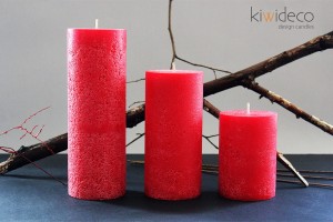 Handmade Red Rustic Pillar Large Candles