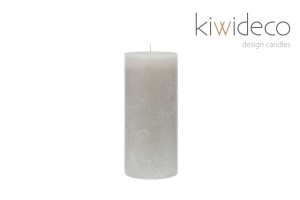  Silver Grey Pillar Rustic Unscented Handmade Candle 65 x 150 mm 2.55 x 5.90 Inches