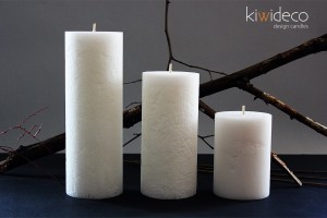 Handmade Rustic Pillar Large Candles Set (Snow White)