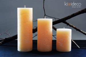 Cream Rustic Pillar Large Candles Set 