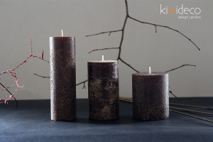 Handmade Rustic Pillar Candles Set (Coffee)