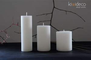 Handmade Rustic Pillar Candles Set (Snow White)