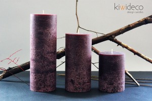 Handmade Purple Rustic Pillar Large Candles